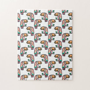 Puzzle toucan oiseau de la jungle pastel arc-en-ciel moti