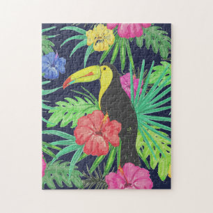 Puzzle Toucan Tropical et Feuilles Forêt Tropicale