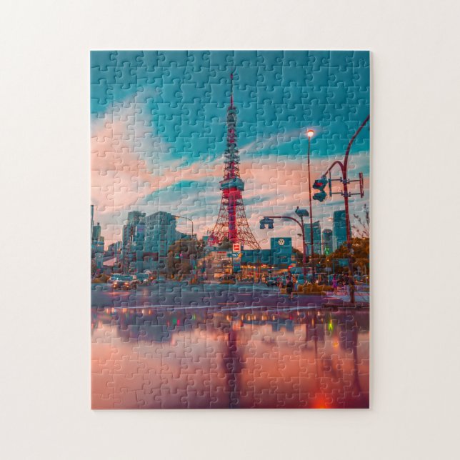 Puzzle Tour de Tokyo Minato-Ku Japon| Coucher de soleil d (Vertical)