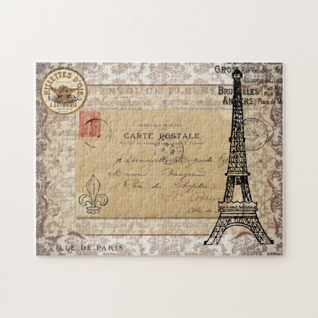 Puzzle Tour Eiffel chic minable vintage de Paris (Horizontal)