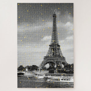 Puzzle Tour Eiffel, France - Arrosage Noir / Faux Or