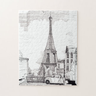 Puzzle Tour Eiffel Paris France Illustration à l'encre et