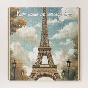 Puzzle Tour Eiffel Paris Voyage Art Rétro Vintage Nom