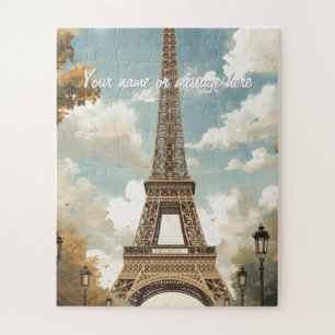 Puzzle Tour Eiffel Paris Voyage Art Rétro Vintage Nom
