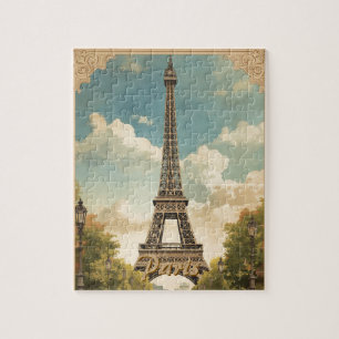 Puzzle Tour Eiffel Paris Voyage Style Rétro Art Vintage