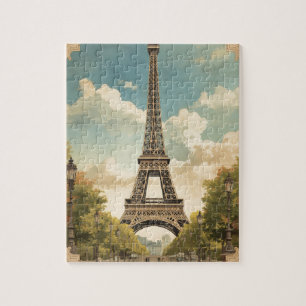 Puzzle Tour Eiffel Paris Voyage Style Rétro Art Vintage