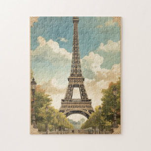 Puzzle Tour Eiffel Paris Voyage Style Rétro Art Vintage