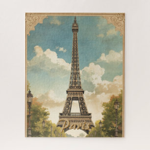 Puzzle Tour Eiffel Paris Voyage Style Rétro Art Vintage
