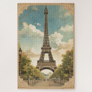 Puzzle Tour Eiffel Paris Voyage Style Rétro Art Vintage