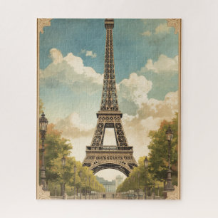 Puzzle Tour Eiffel Paris Voyage Style Rétro Art Vintage
