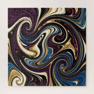 Puzzle Tourbillon Marbré Violet Or Bleu Abstrait