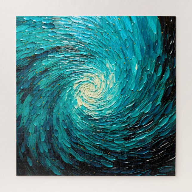 Puzzle Tourbillon océan turquoise abstrait (Vertical)