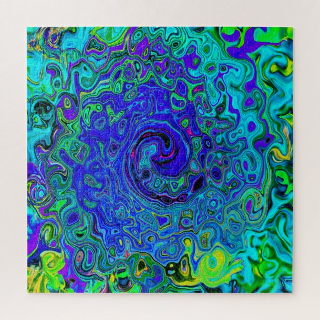 Puzzle Tourbillonnement Liquide Abstrait Violet Bleu Rétr (Vertical)