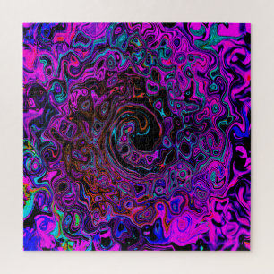 Puzzle Tourbillonnement Liquide Rétro Noir et Magenta