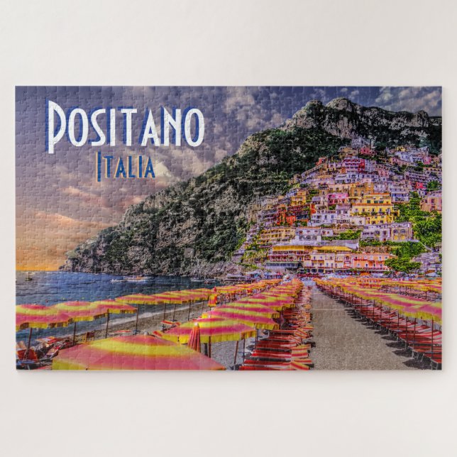 Puzzle Tourisme de Positano Italie pour la typographie ré (Horizontal)