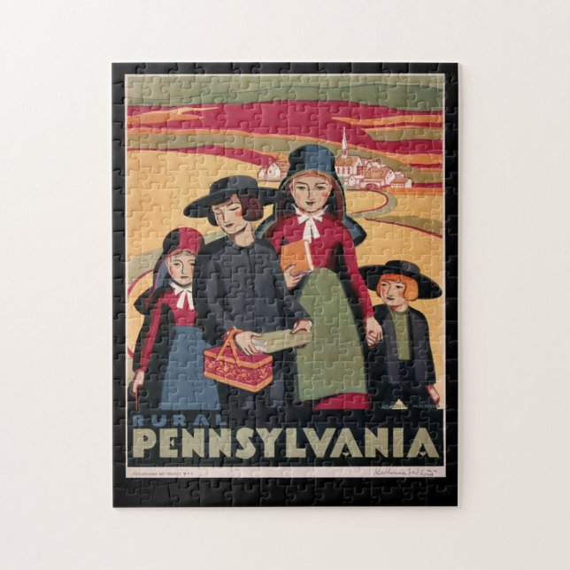 Puzzle Tourisme vintage Pennsylvanie rurale Amish (Vertical)