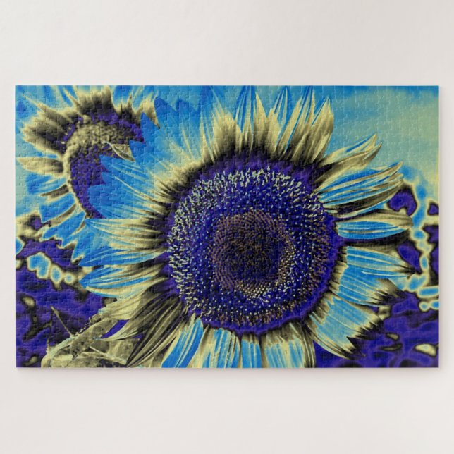 Puzzle Tournesol bleu (Horizontal)