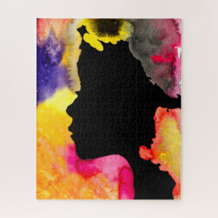 Puzzle Tournesol dame silhouette aquarelle art