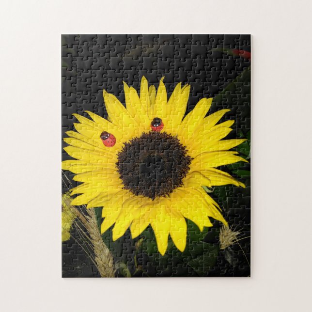 Puzzle Tournesol Jaune Et Deux Ladybugs (Vertical)