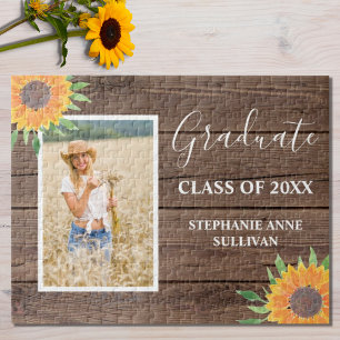 Puzzle Tournesol Jaune Rustique Graduation en bois