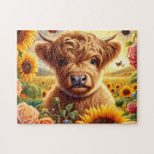 Puzzle Tournesol Vache des Highlands
