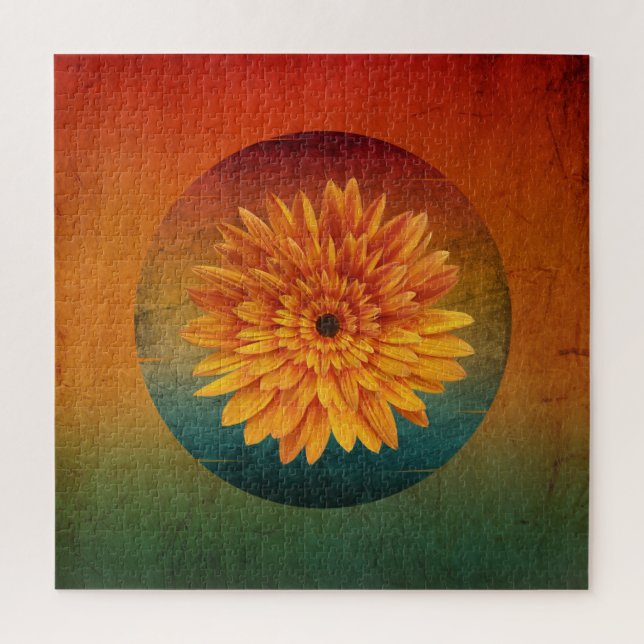 Puzzle tournesol vintage floral (Vertical)