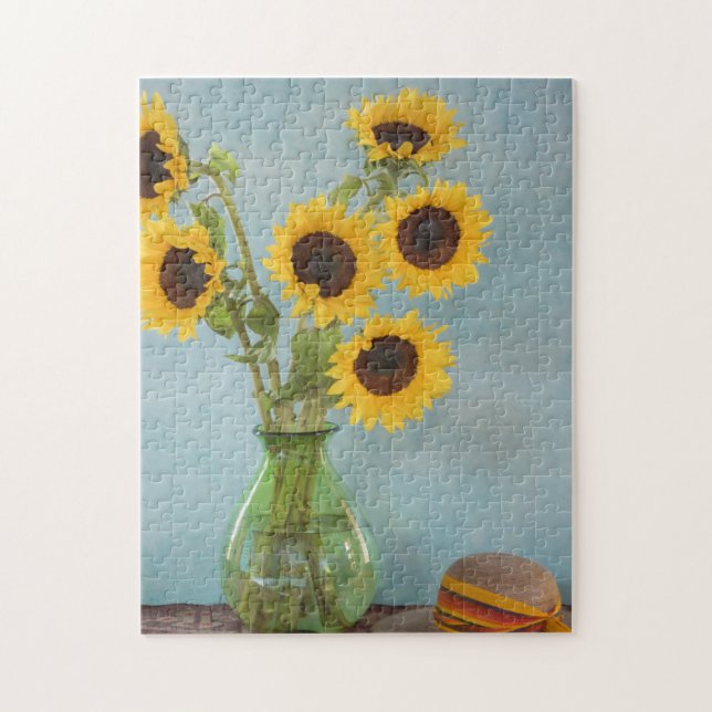 Puzzle Tournesols dans un vase sur une table (Vertical)
