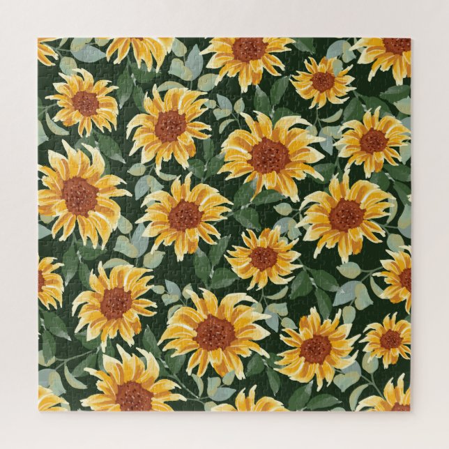 Puzzle Tournesols Décor vert : Motif saisonnier (Vertical)