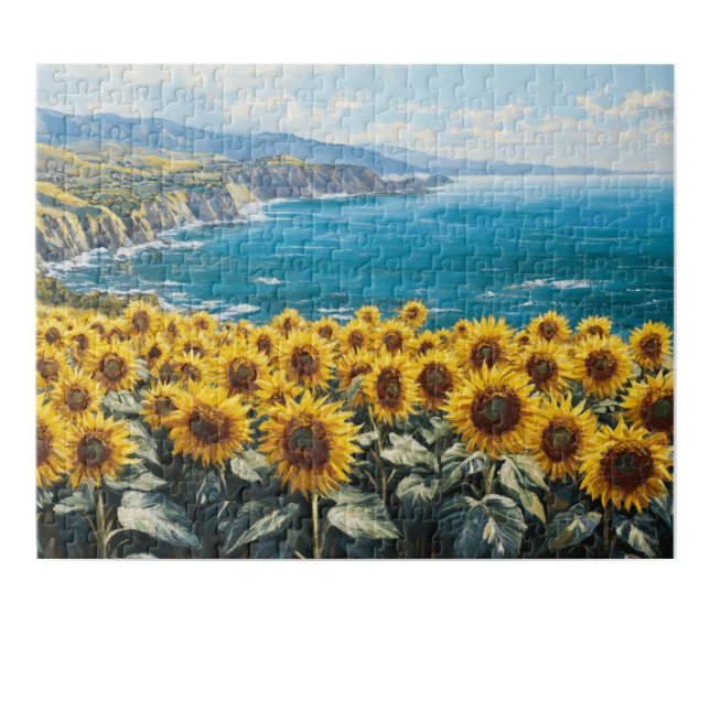 Puzzle Tournesols surplombant l'océan Peinture design (Créateur téléchargé)