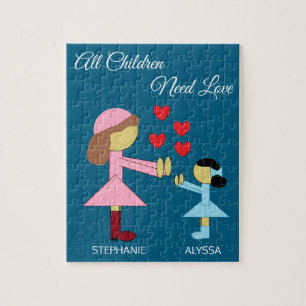 Puzzle Tous les enfants ont besoin d'amour : Bleu de mer