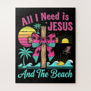 Puzzle Tout ce dont j'ai besoin est Jésus et la plage