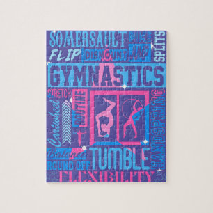 Puzzle Tout sur Gymnastique Typographie en rose et bleu