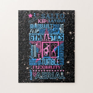 Puzzle Tout sur la typographie de gymnastique en rose et