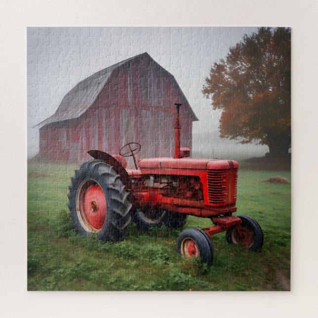 Puzzle Tracteur agricole rouge vintage (Vertical)