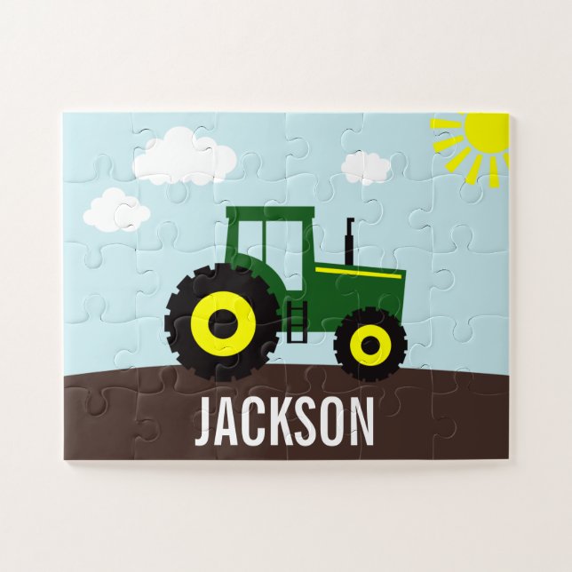 Puzzle Tracteur agricole vert et jaune (Horizontal)