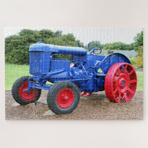 Puzzle tracteur bleu et rouge