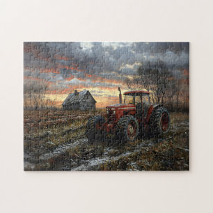 Puzzle Tracteur dans un champ agricole rustique