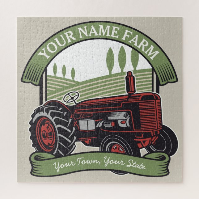 Puzzle Tracteur de ferme personnalisé vintage pays fermie (Vertical)