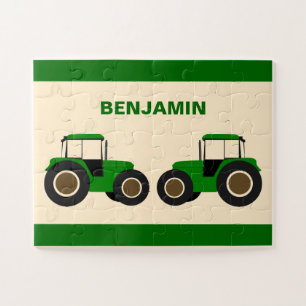 Puzzle Tracteur de la ferme verte nom des enfants