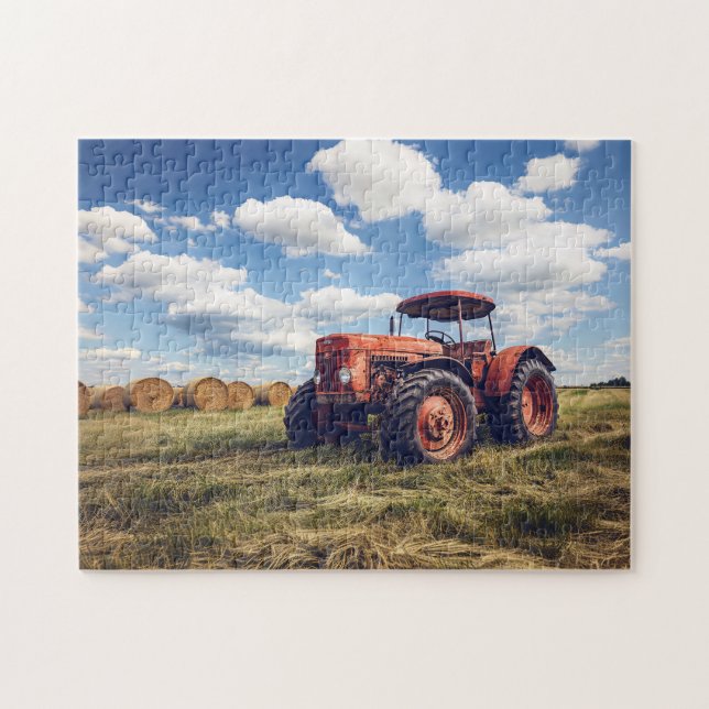 Puzzle Tracteur rustique avec balles de foin (Horizontal)