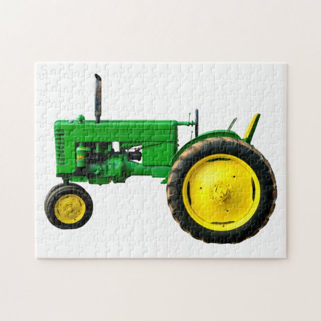 Puzzle tracteur vert vintage restauré (Horizontal)