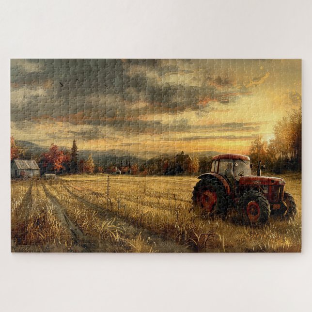 Puzzle Tracteur vintage sur la ferme Automne 20x30 (Horizontal)