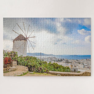 Puzzle Traditional Windmill Greek Village Mykonos Greece