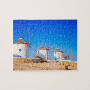 Puzzle Traditional Windmills on Mykonos Island, Greece