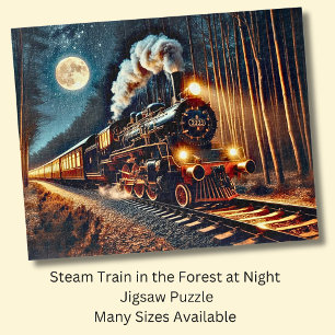 Puzzle Train à vapeur dans la forêt la nuit