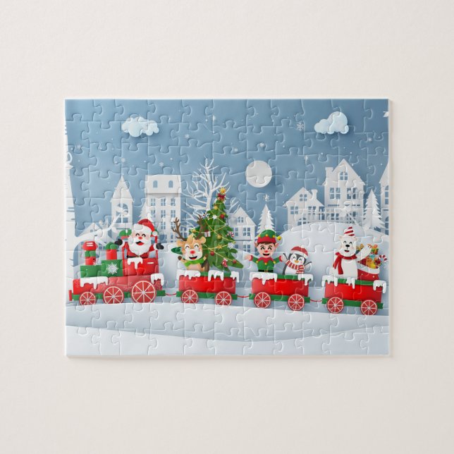 Puzzle Train à vapeur de Noël à Père Noël (Horizontal)
