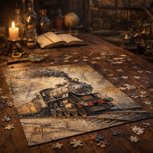 Puzzle Train à vapeur Vintage personnalisé   Cadeau de tr