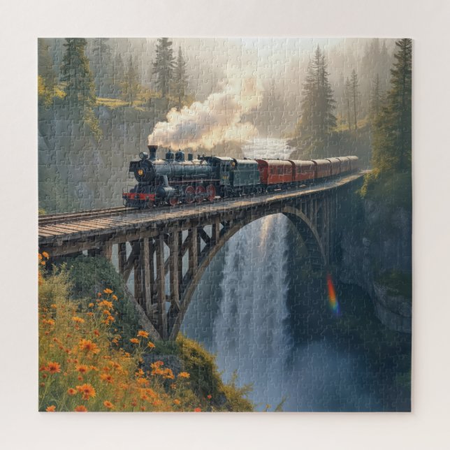 Puzzle Train Ancien Sur un Trestle de Montagne (Vertical)