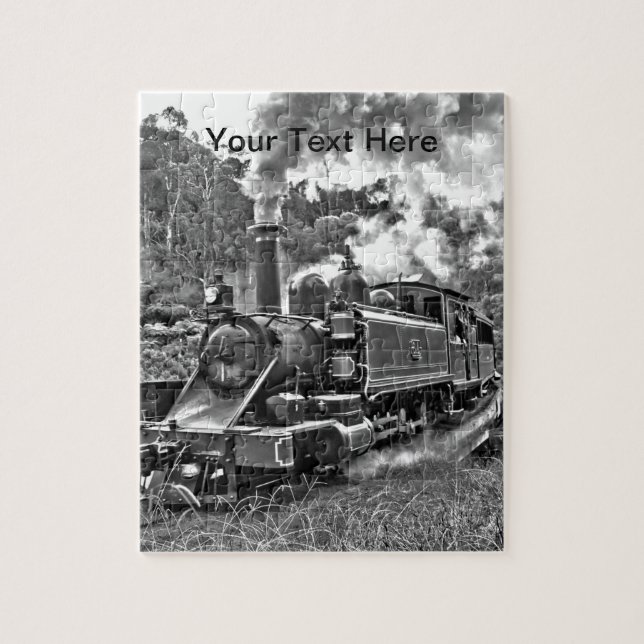 Puzzle Train de vapeur de mesure étroite noir et blanc (Vertical)
