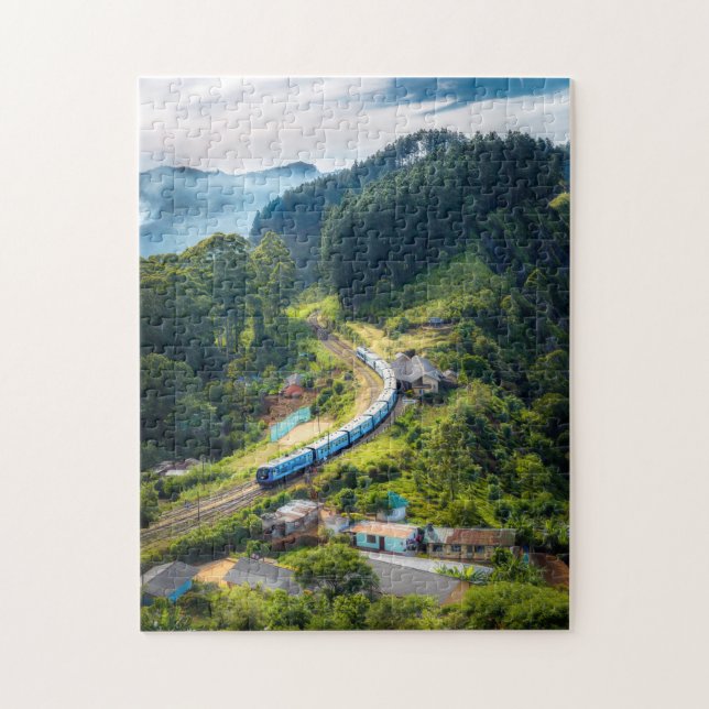Puzzle Train ferroviaire par ville dans les montagnes (Vertical)